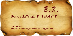 Borcsányi Kristóf névjegykártya